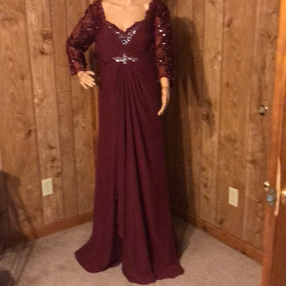 Ladies burgundy evening dress